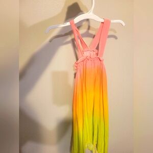 Vibrant Pink, Yellow, Orange And Green Slim Strap Dress